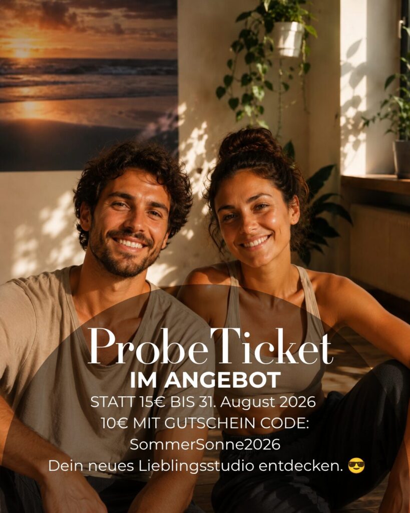 -5 € beim Kauf des Probetickets für Yoga und Pilates bei yogafürdich